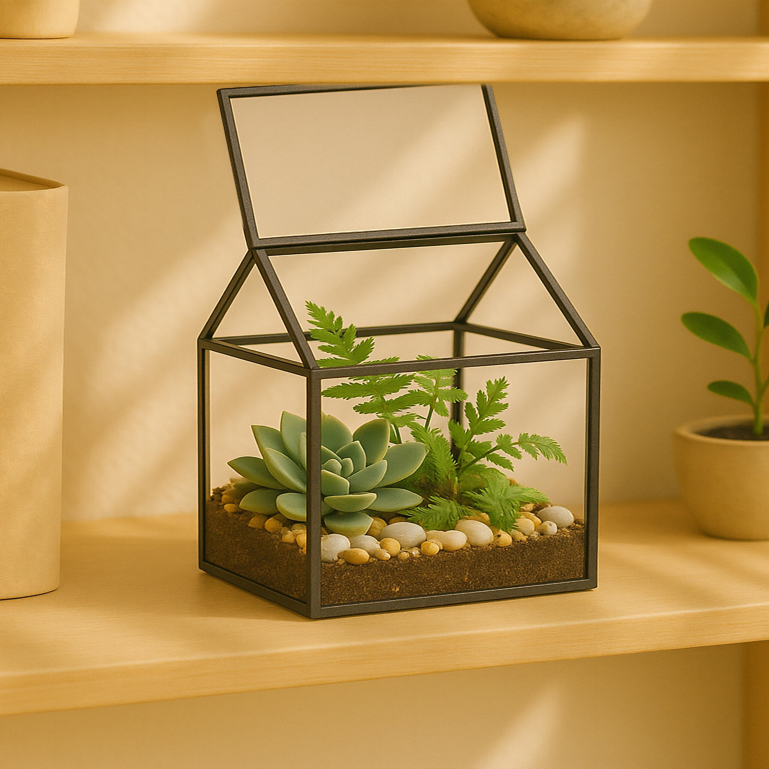 PFLANZENTERRARIUM - Transparent, Glas/Metall (15/15/10cm) - Relaxdays