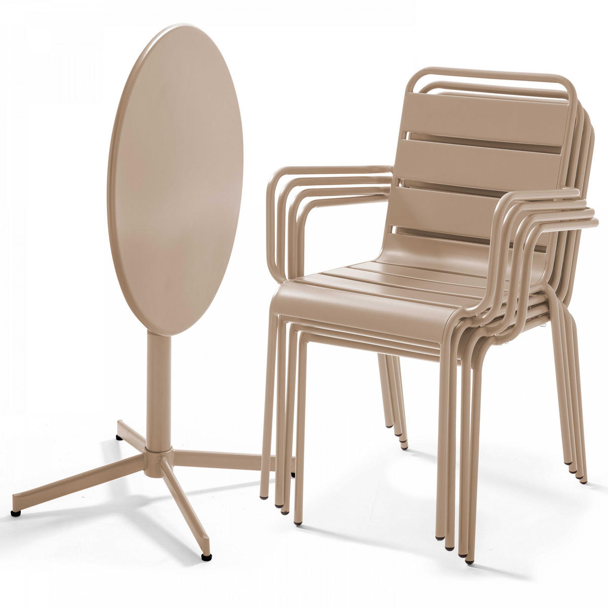 GARTENSET 5-tlg., Taupe - Taupe, Metall - Oviala
