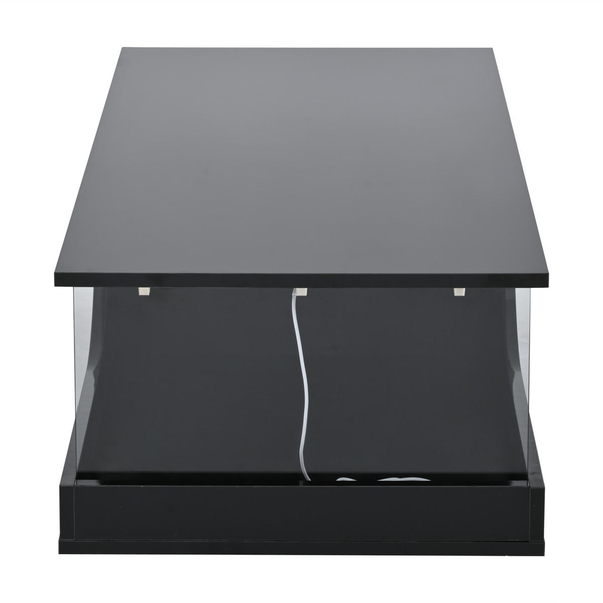 COUCHTISCH 100/50/30 cm schwarz mit 2 Schubladen und LED-Beleuchtung - Schwarz, Holzwerkstoff (100/50/30cm) - OKWISH