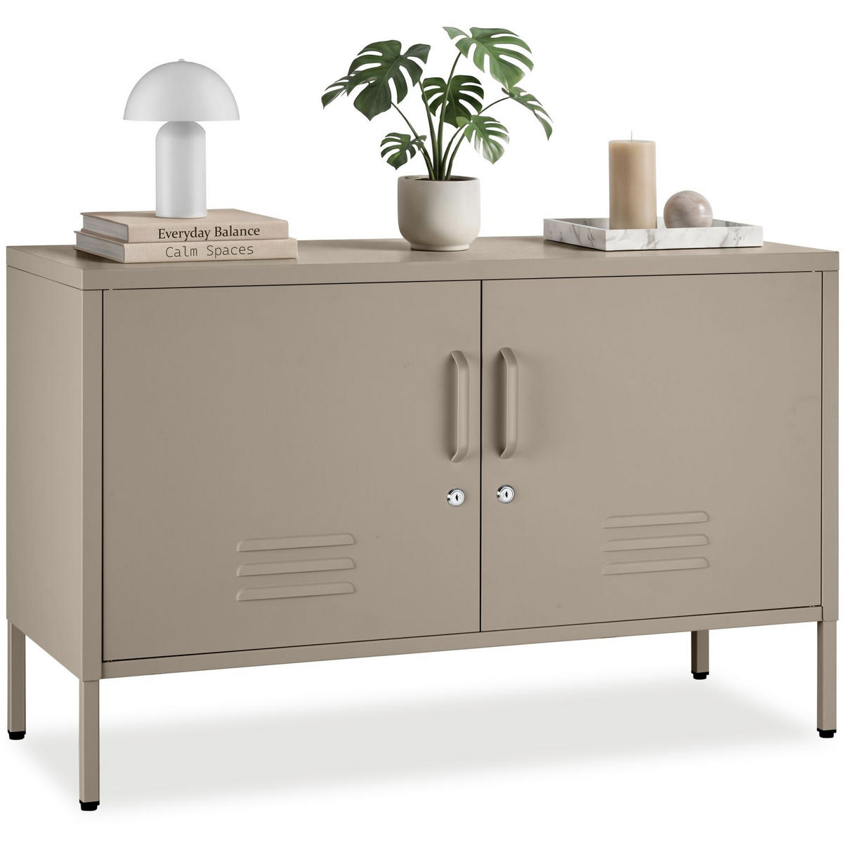 SIDEBOARD Baker, Kippschutz, höhenverstellbare Füße, taupe - Taupe, Metall (100/65/42.5cm) - tectake