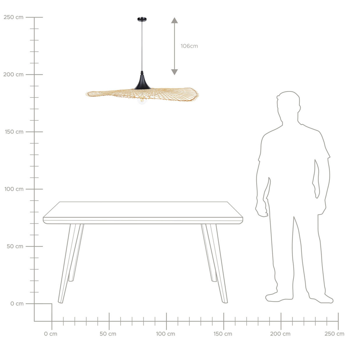 HÄNGELEUCHTE Floyd 62/62/128 cm - Hellbraun, Holz (62/62/128cm) - Beliani