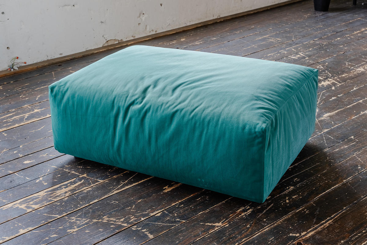 HOCKER MIA Grün Velvet - Schwarz/Grün, Kunststoff/Textil (117/47/84cm) - KAWOLA