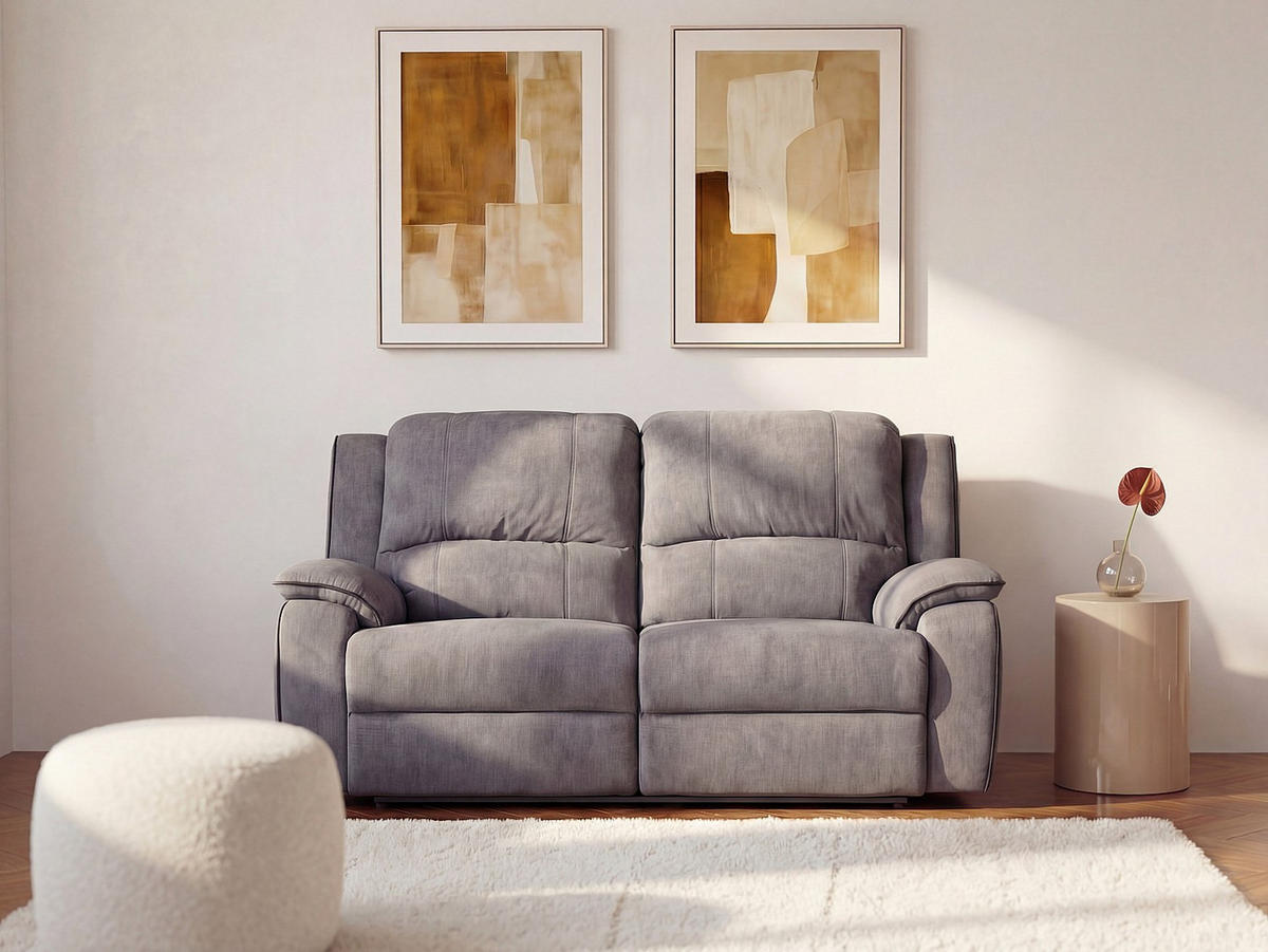 RELAXSOFA - 2 Personen - stoff - grau Hernani - Grau, Textil (158/99/96cm) - Vente-Unique