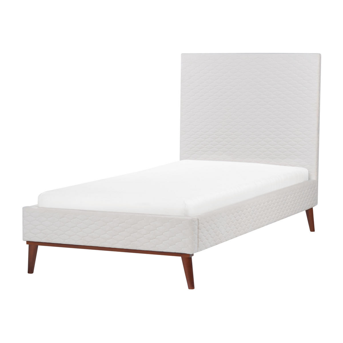 KÁRPITOZOTT ÁGY ágyráccsal 90x200 cm Fehér Bayonne - krém, textil (90/200cm) - Beliani