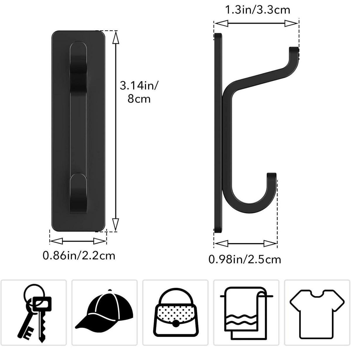 KLEBEHAKEN 12-teiliges Set Schwarz - Schwarz, Metall (8.9/5.6/20.3cm)