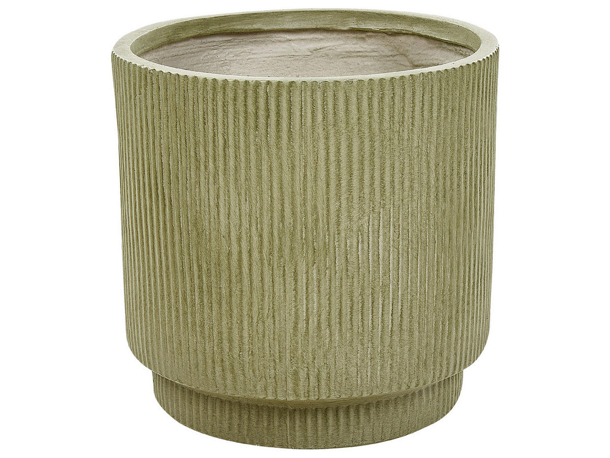BLUMENTOPF olivgrün rund 37/37/37 cm Daria - Grün, Naturmaterialien (37cm) - Beliani