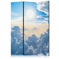 PARAVENT Akustik 3-tlg 135x172 cm Sonnenhimmel Mit Wolken - Blau, Holz/Textil (135/172/3cm) - Muralo