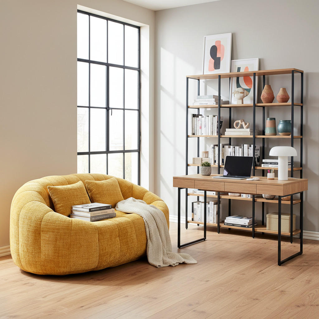 BEAN BAG SOFA– Komfortabler Lazy Lounger mit hochdichtem Memory - Gelb, Textil (150/63/95cm) - Urban Meuble