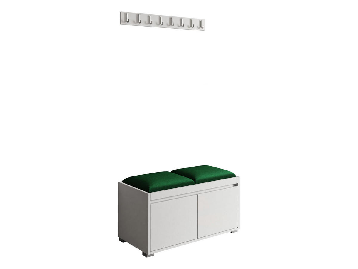 GARDEROBEN-SET Grawis 80 I - Silberfarben/Grün, Holzwerkstoff/Kunststoff (84.5/45/34cm) - MIRJAN24