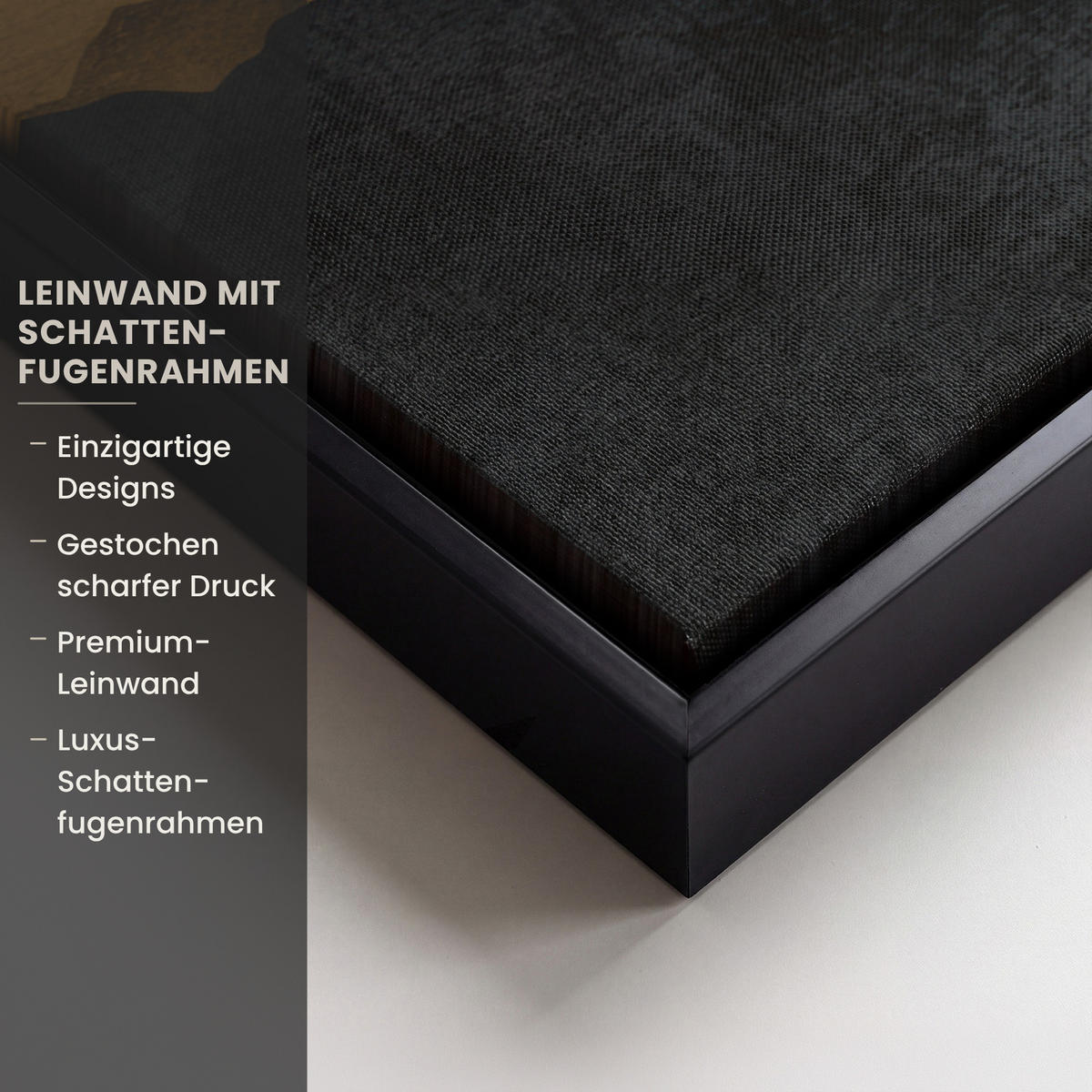 LEINWAND Bilder mit Rahmen - Goldene Berge bei Mondschein - 100x70 - Goldfarben, Textil (100/70cm) - MuchoWow