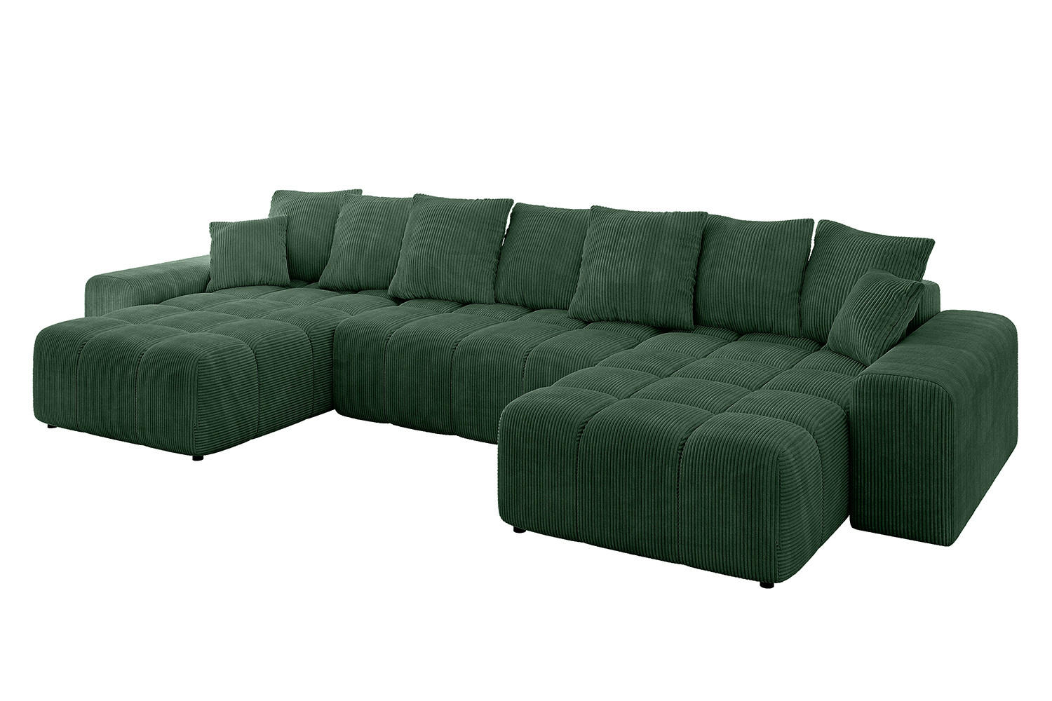 WOHNLANDSCHAFT ENIL-U 390x175x84 Grün Cord - Grün, Holzwerkstoff/Kunststoff (390/84/175cm) - ALTDECOR