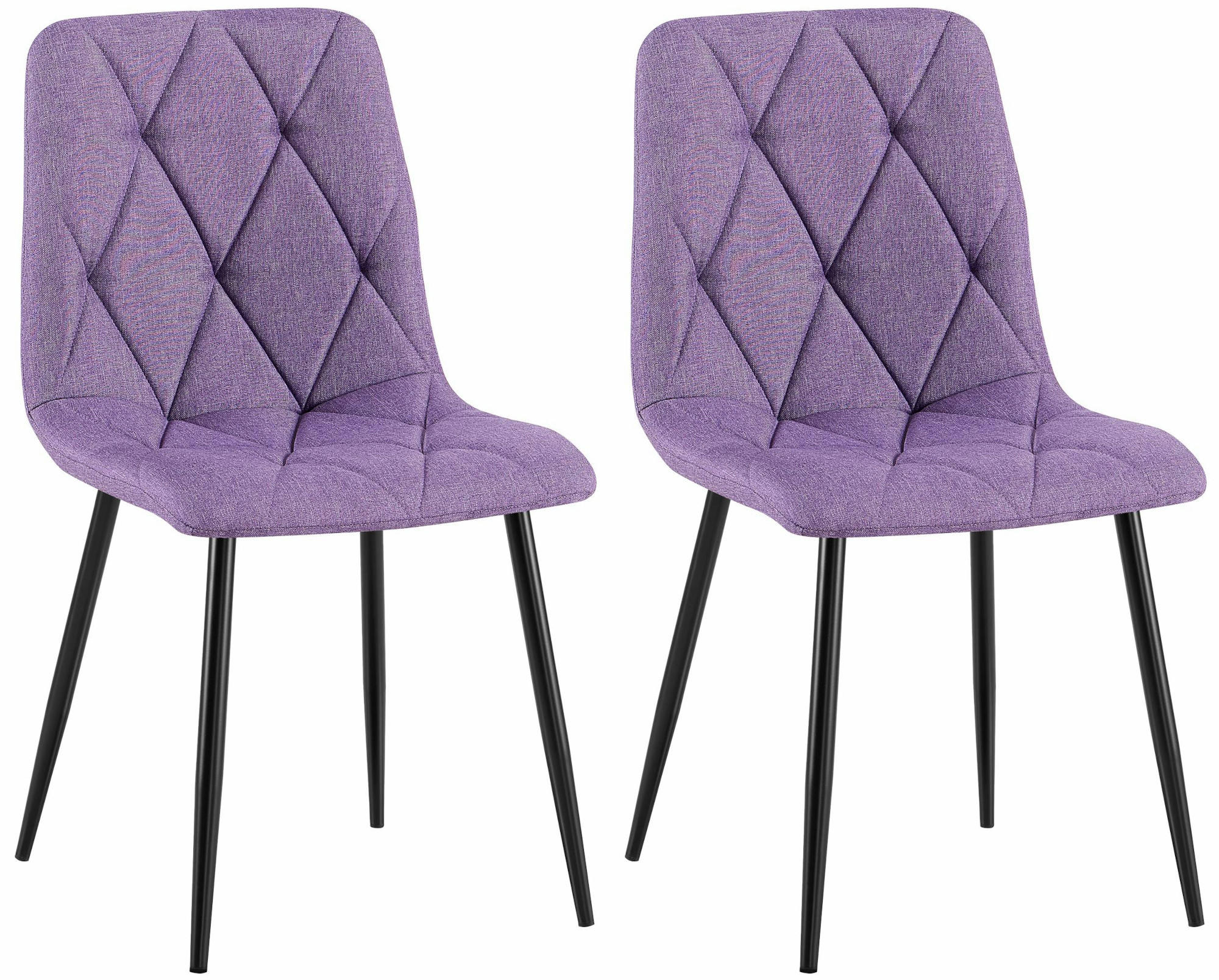 STUHL 2er Set Stoff Lila - Lila/Schwarz, Textil/Metall (45/85/55cm) - CLP