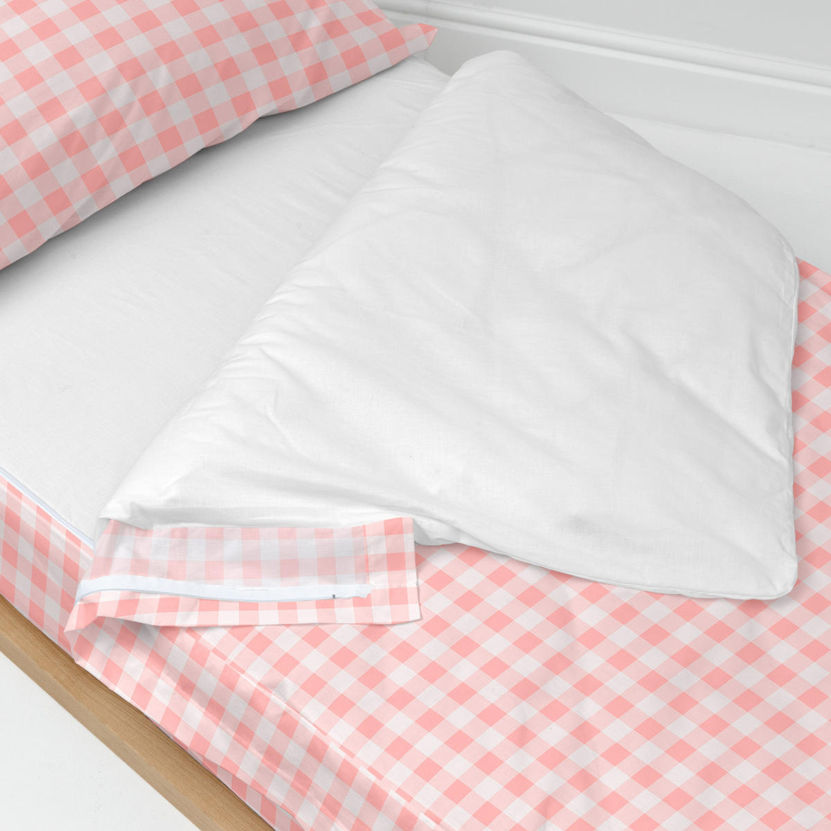 NORDIC-SACK vichy 105x200 cm ohne füllung rosa - Pink, Textil (105/200cm) - Happy Friday