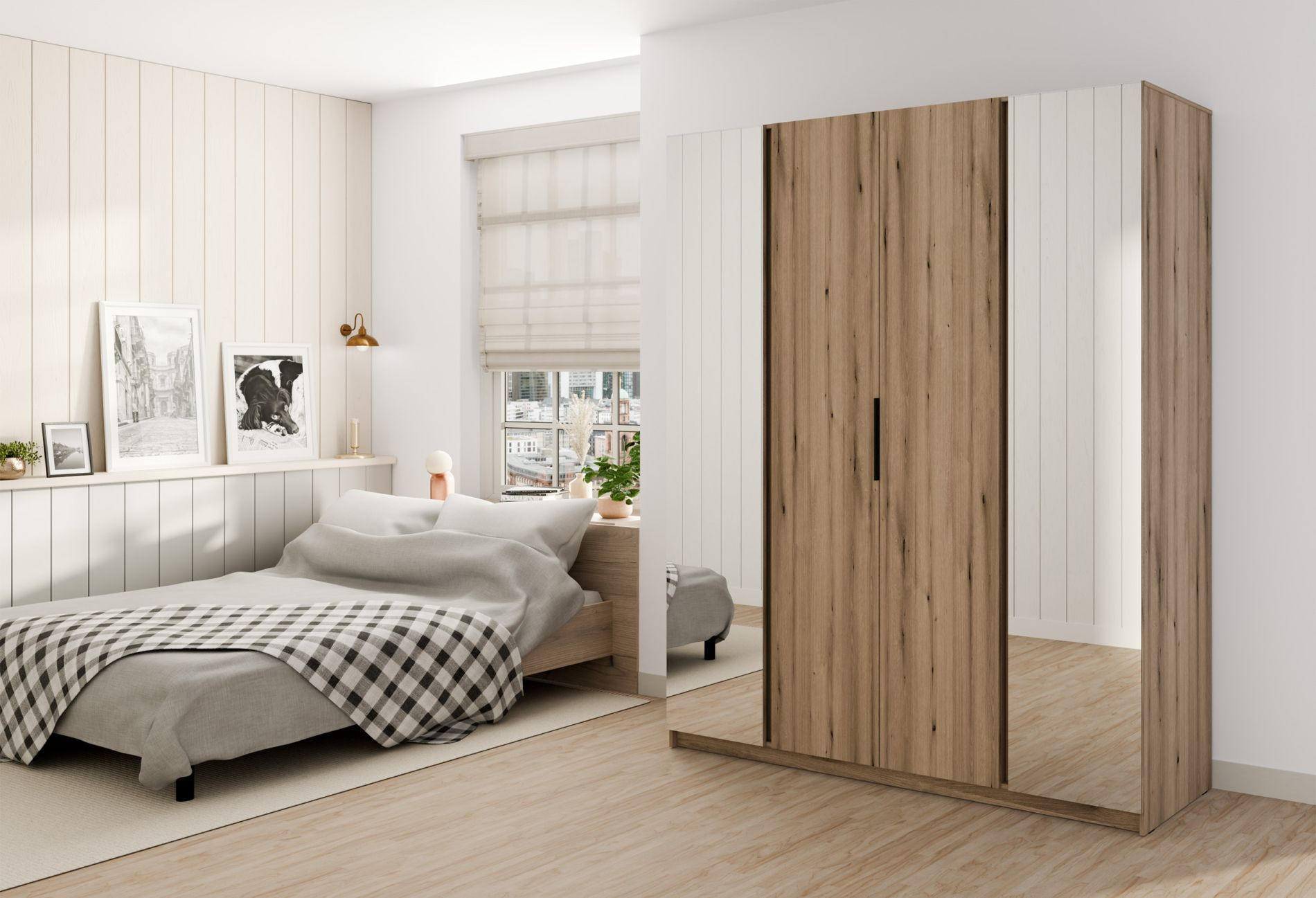 KLEIDERSCHRANK Kaja Eiche Evoke 200 cm - Eichefarben/Schwarz, Holzwerkstoff/Metall (200/239/61.9cm) - Selsey