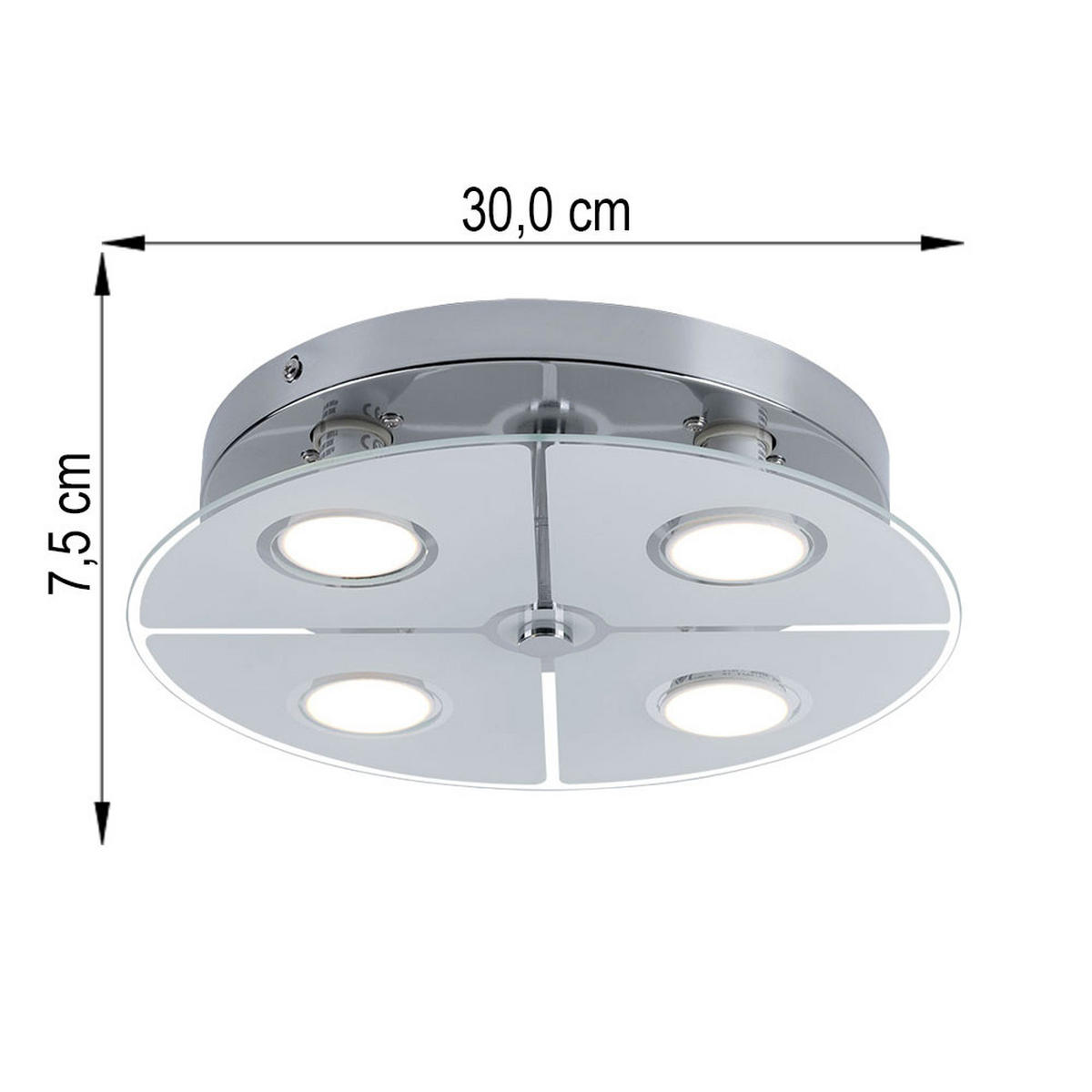 LED DECKENLEUCHTE RENE Metall Silber 2er Set - Silberfarben, Glas (30/30/7.5cm) - Globo Lighting