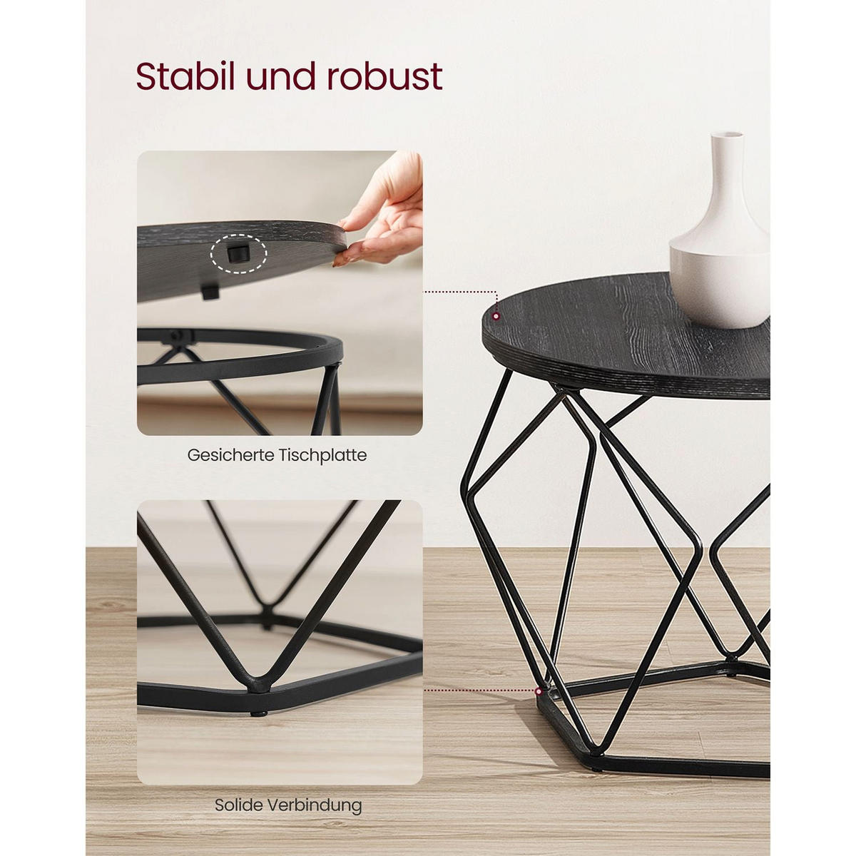 COUCHTISCH DJIBOUTI - Schwarz, Holzwerkstoff (50/50/40cm) - Hansiro