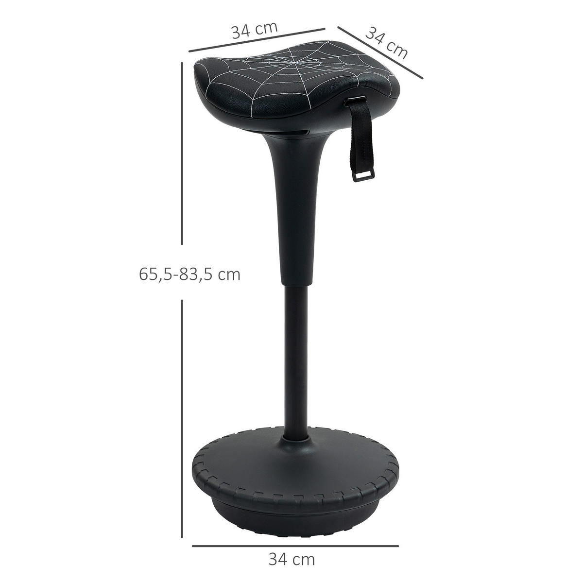 BÜROHOCKER DE-05240 Ergonomisch, höhenverstellbar & neigbar Schwarz - Schwarz, Kunststoff (34/83.5/34cm) - ComfortXL
