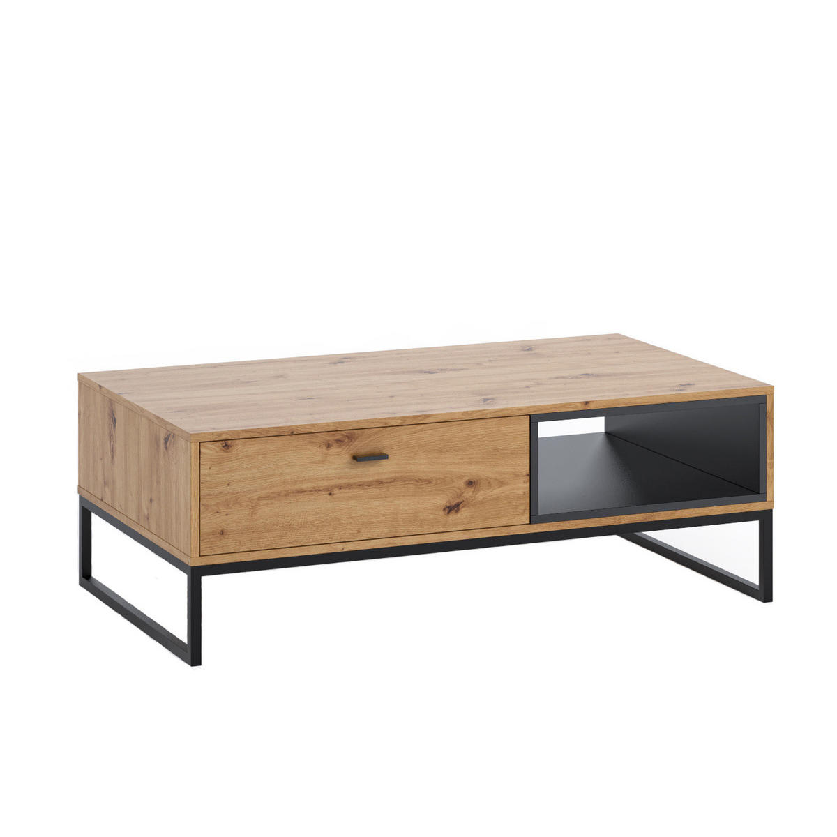 COUCHTISCH Randy 120/65/42 Artisan Eiche - Schwarz/Eiche Artisan, Holzwerkstoff/Kunststoff (65/120/41cm) - Ravio