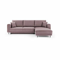 ECKSOFA mit Schlaffunktion und Bettkasten, Loco-Stoff - Flieder/Schwarz, Textil/Metall (190/289cm) - Eltap