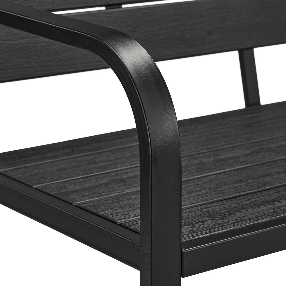 GARTENBANK - Schwarz, Kunststoff/Textil (118/78/66cm) - Relaxdays