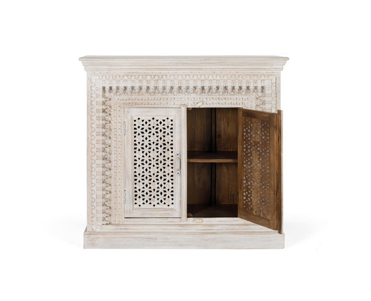 SIDEBOARD aus gealtertem weißem Mangoholz - Perlmutt, Holz (40/100/110cm) - Giner y Colomer