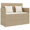 GARTENBANK mit Kissen Beige Poly Rattan - Beige, Kunststoff (120/90.5/50cm) - furnicato