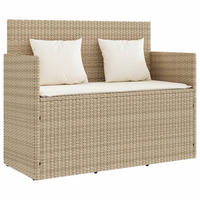 GARTENBANK mit Kissen Beige Poly Rattan - Beige, Kunststoff (120/90.5/50cm) - furnicato