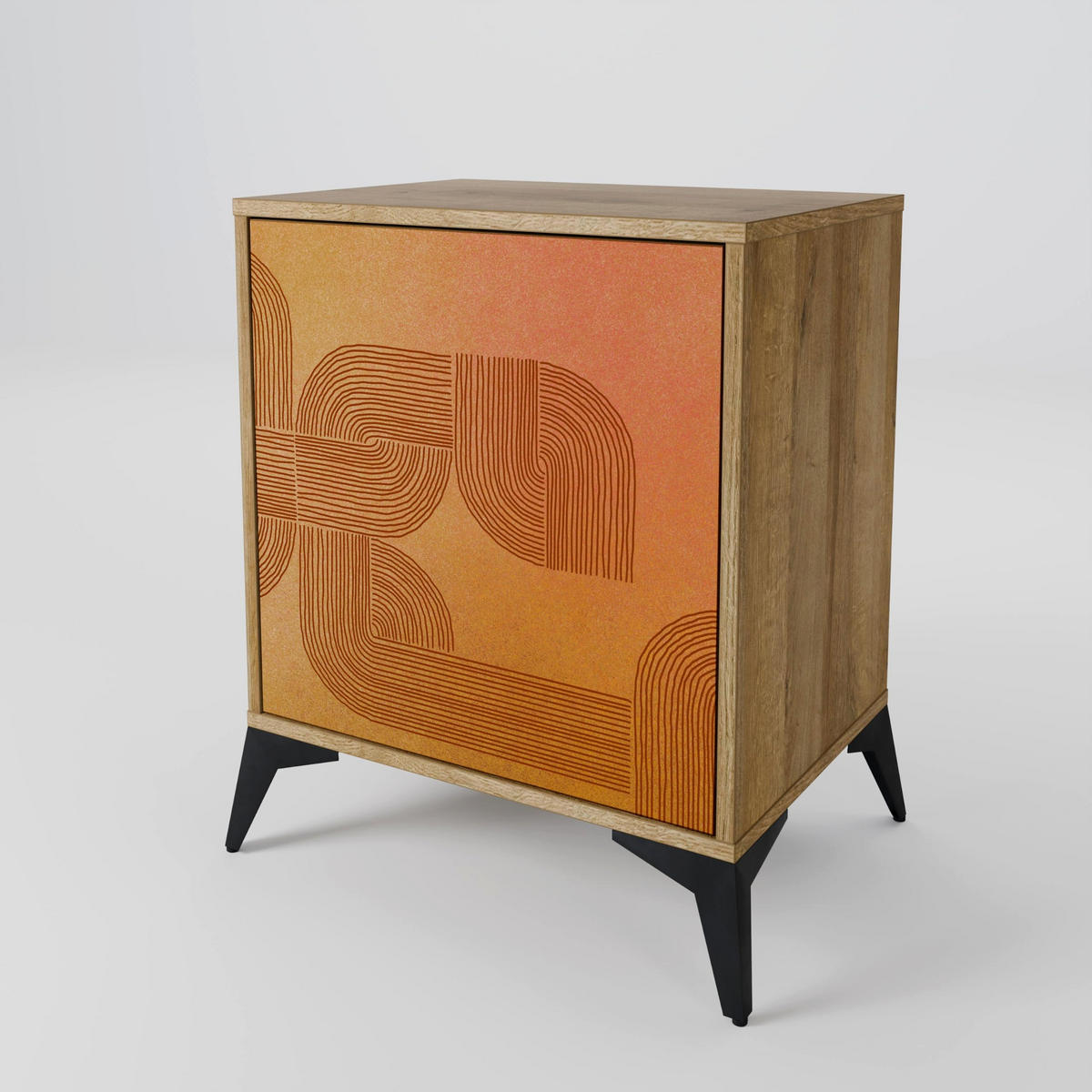 SIDEBOARD STRENGTHENING RELATION, Eichefarben, 57,5x42x77,5 cm, Schräge Buchenholzfüße - Eichefarben/Buchefarben, Holzwerkstoff/Buchenholz (57.5/77.5/42cm) - SpaceRebels