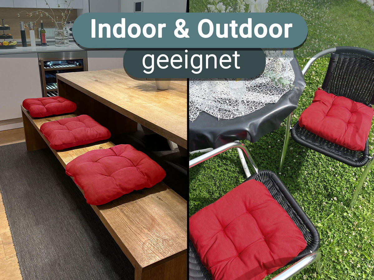 STUHLKISSEN, 4er-Set, 38x38 cm, 55% Baumwolle, 45% Polyester, Rot - Rot, Textil (38/38/6cm) - Zollner