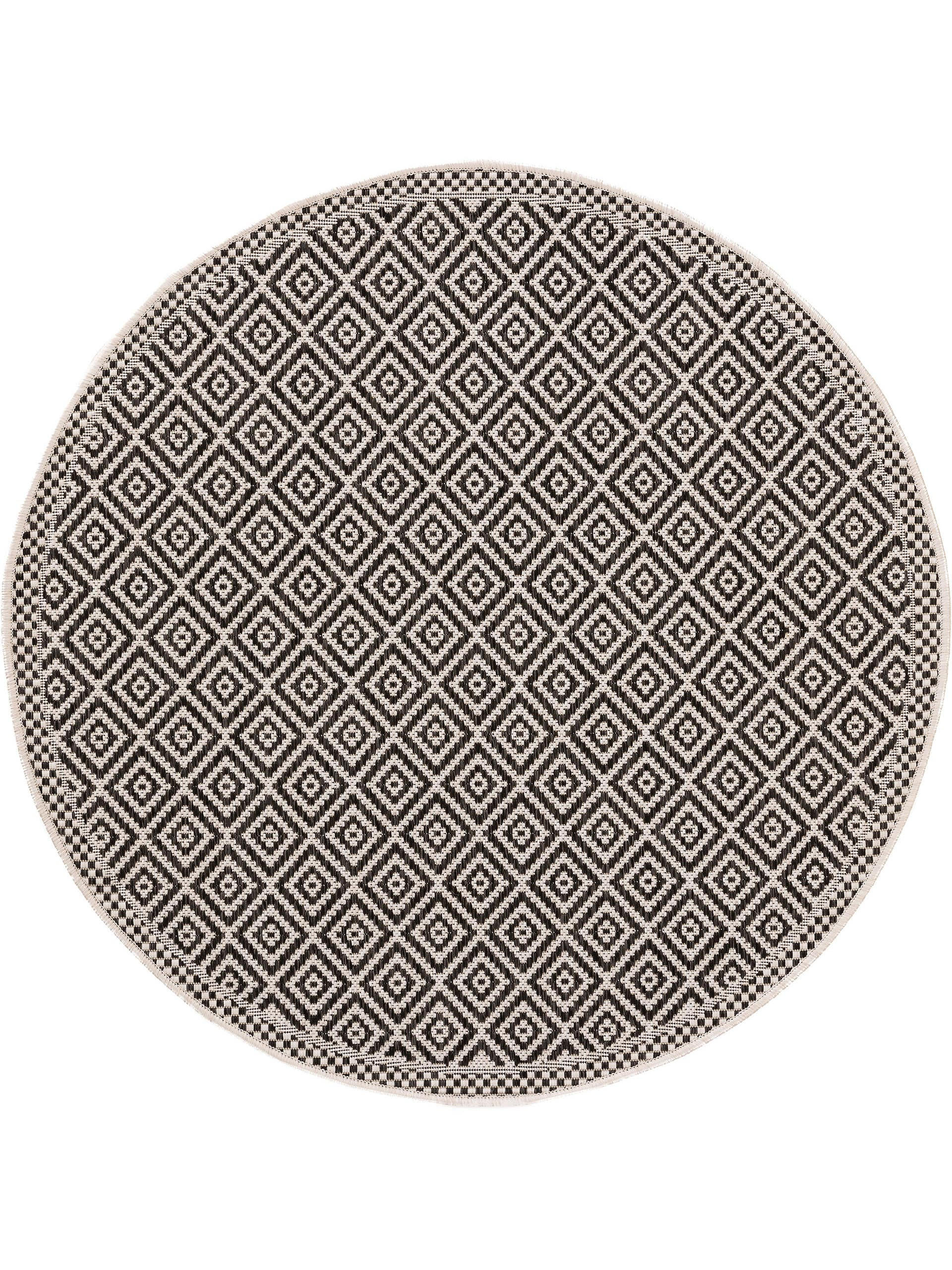OUTDOORTEPPICH rund Cleo Weiß/Schwarz ø 120 cm rund - Weiß, Textil (120/120cm) - benuta Nest