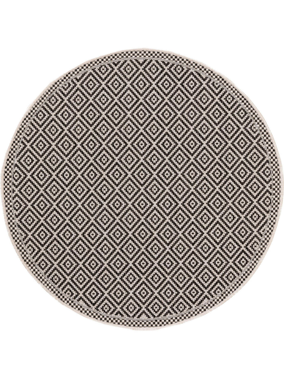 OUTDOORTEPPICH rund Cleo Weiß/Schwarz ø 120 cm rund - Weiß, Textil (120/120cm) - benuta Nest