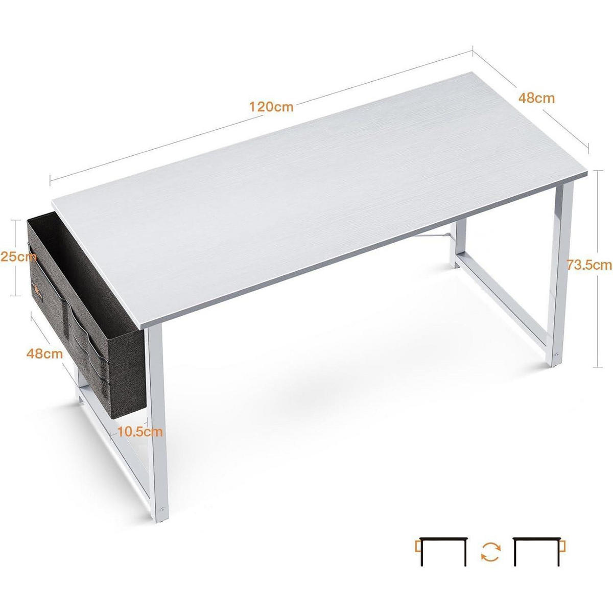 SCHREIBTISCH mit Kopfhörerhalter 120 x 48 cm Weiß - Weiß, Holzwerkstoff (48/120/73.5cm)