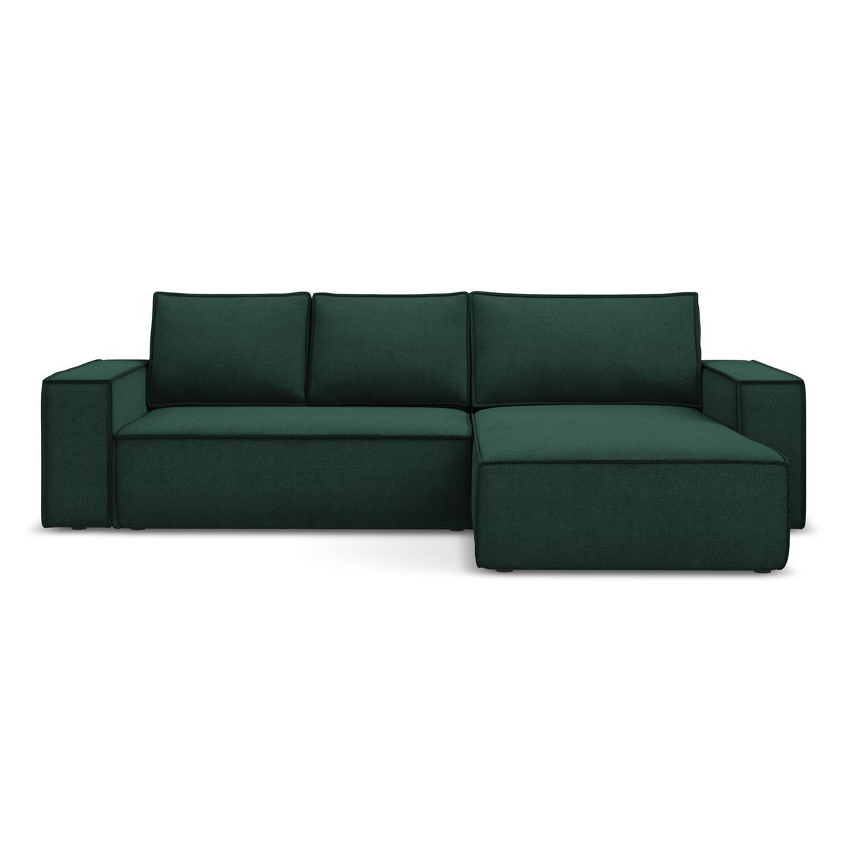 ECKSOFA mit Schlaffunktion Strukturstoff Stoff Grün - Dunkelgrün/Schwarz, Kunststoff/Textil (290/185cm) - LaMiaSofa