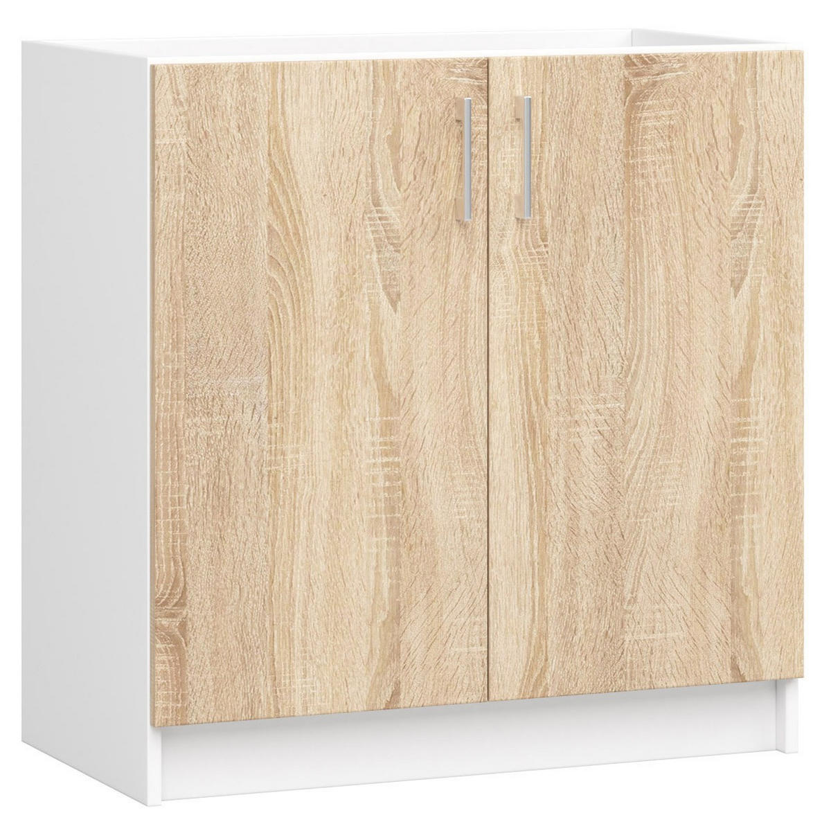 KÜCHENSCHRANK Weiß, Sonoma Eiche 44.5x80x82cm - Silberfarben/Weiß, Holzwerkstoff/Kunststoff (80/82/44.5cm) - Akord