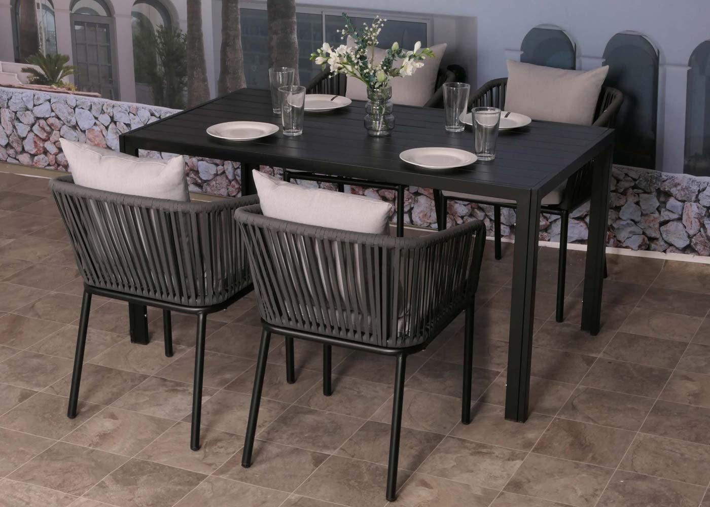 GARTENGARNITUR Anthrazit, Grau 5-teilig-Set - Anthrazit/Grau, Metall - MCW