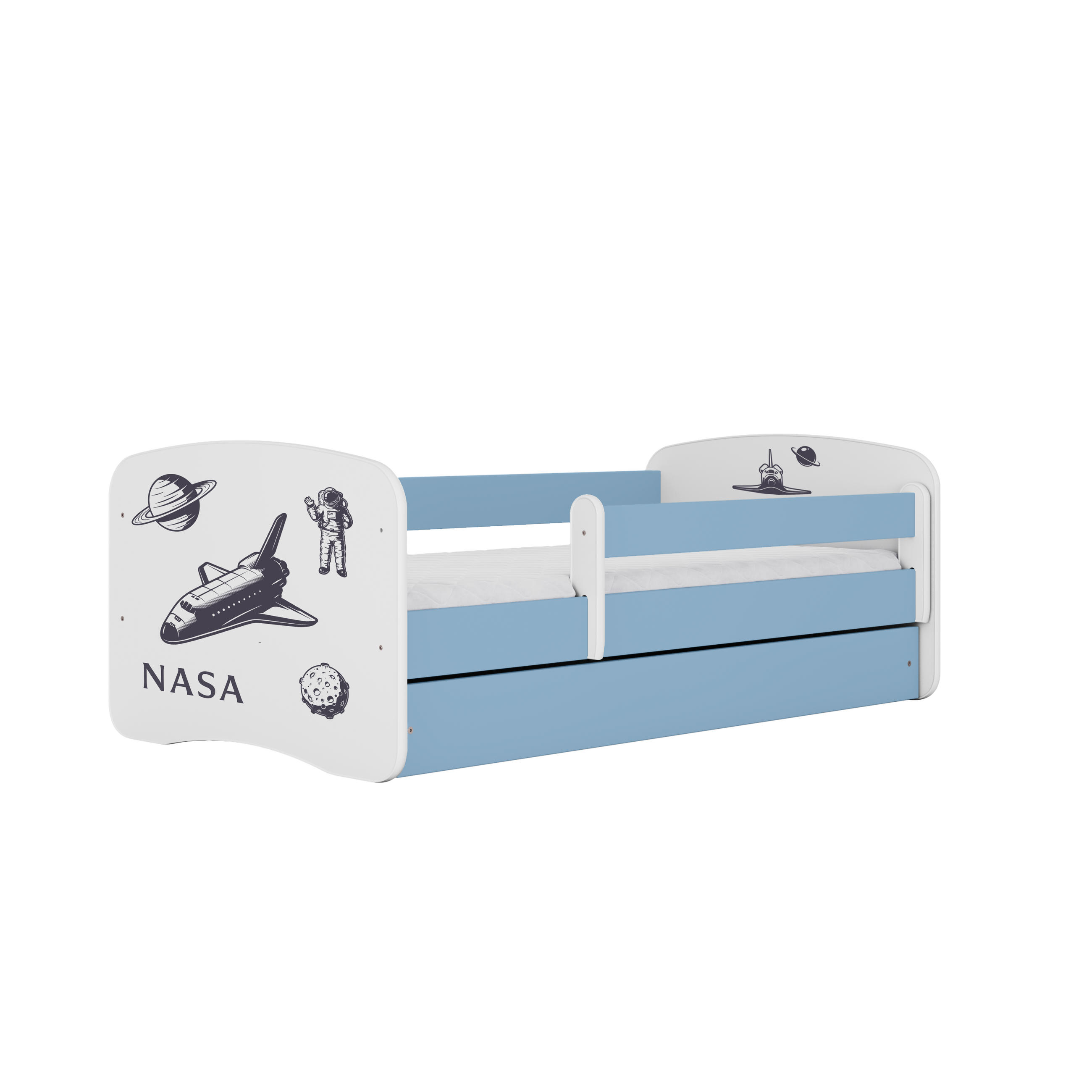 KINDERBETT NASA mit Schublade 180/80 90/61/184 - Blau, Holzwerkstoff (80/180cm) - RAUMHIRSCH FURNITURE