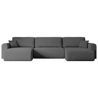 WOHNLANDSCHAFT mit Schlaffunktion und Bettkasten ORRO-U - 362x145x83 cm Grau Bouclé - Schwarz/Grau, Holzwerkstoff/Kunststoff (362/83/145cm) - ALTDECOR
