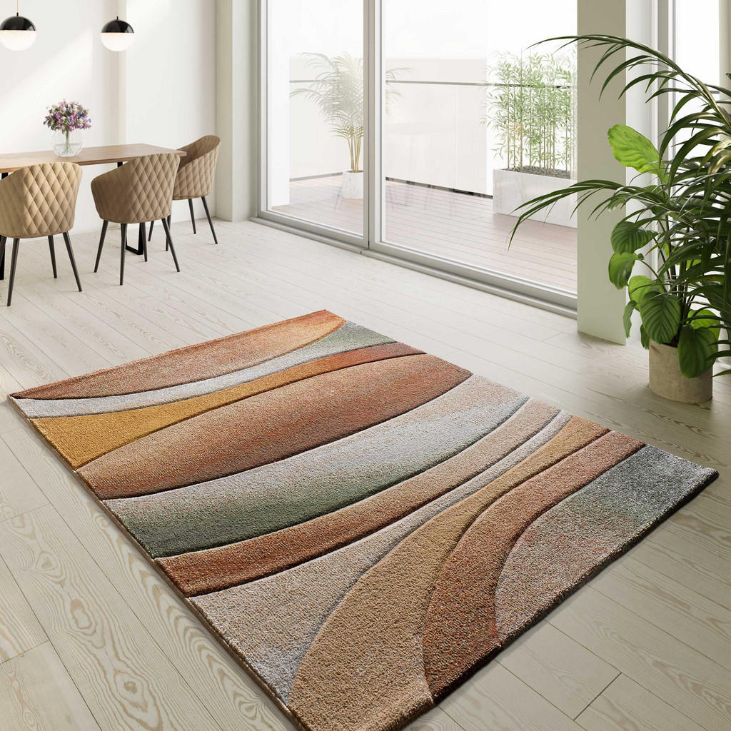 Thumbnail - Atticgo Webteppich, Mehrfarbig, Kupfer, Grün, Beige, Textil, Abstrakt, Rechteckig, 160x230 cm, Oeko-Tex® Standard 100, i...