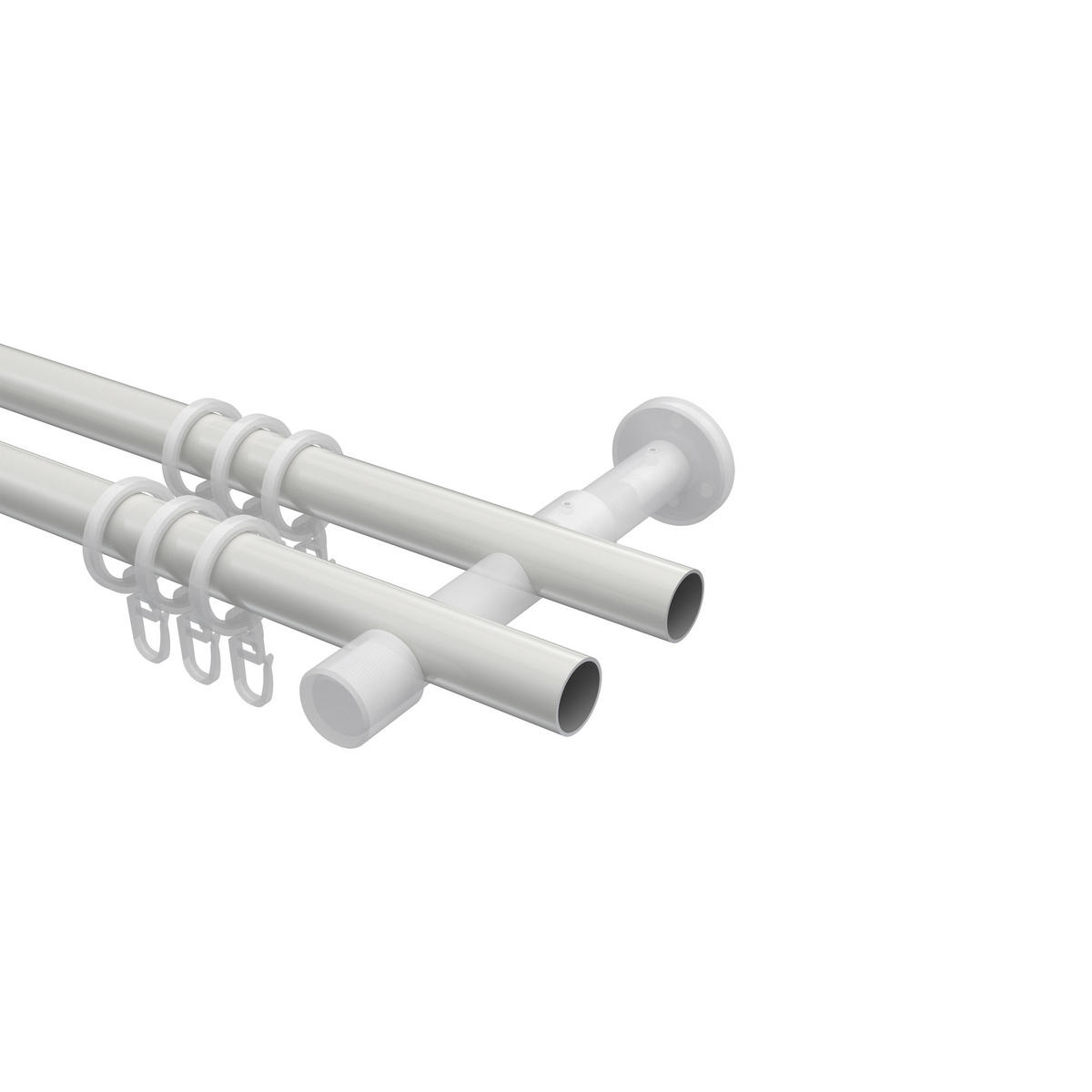 GARDINENSTANGEN-SET Prestige Savio 280 cm (geteilt in 2 x 140 cm), 2-läufig, 20 mm Ø Weiß - Weiß, Metall (280cm) - INTERDECO