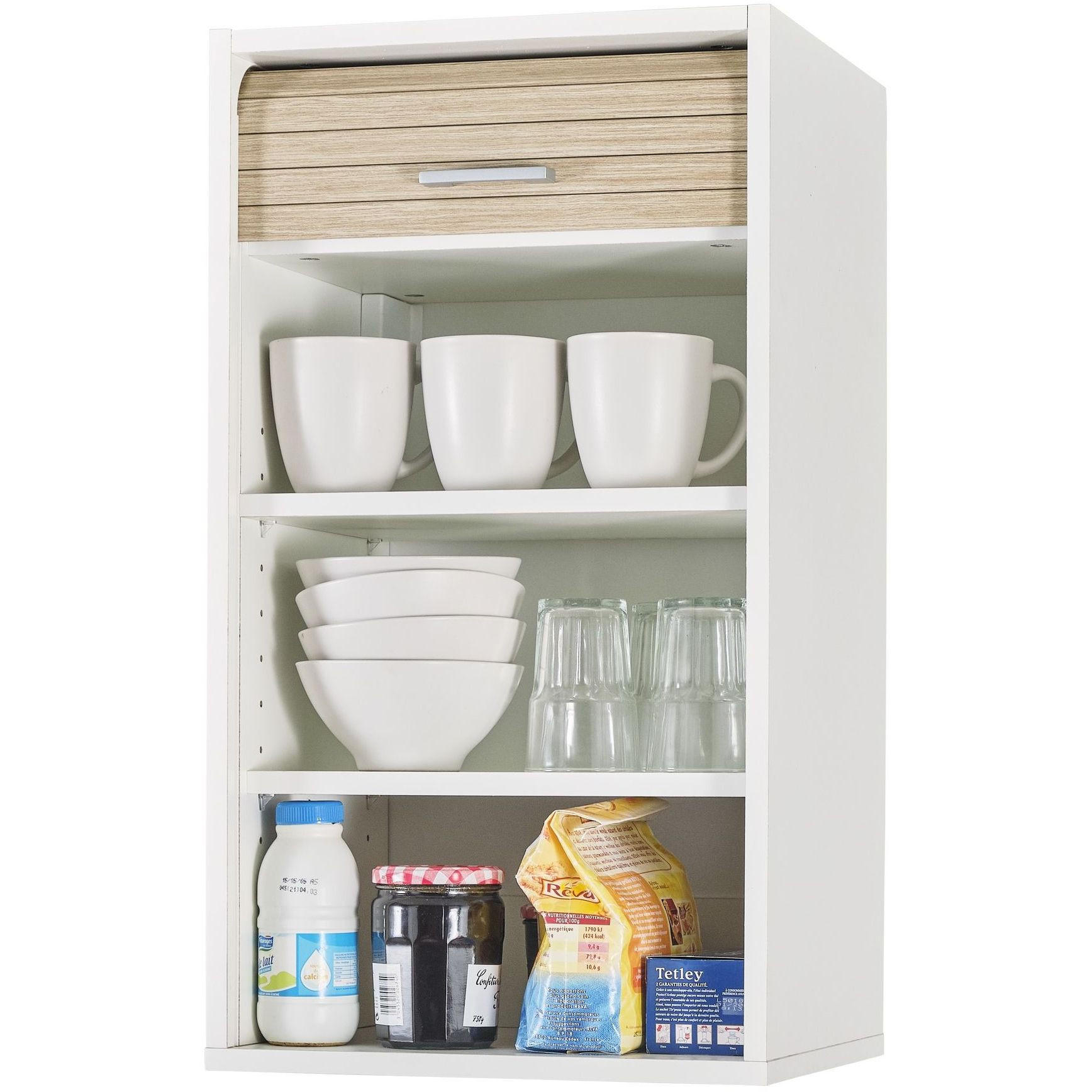 KÜCHENOBERSCHRANK mit Rolladentür 35/40/72cm - Weiß, Holzwerkstoff (40/72/35cm) - Simmob