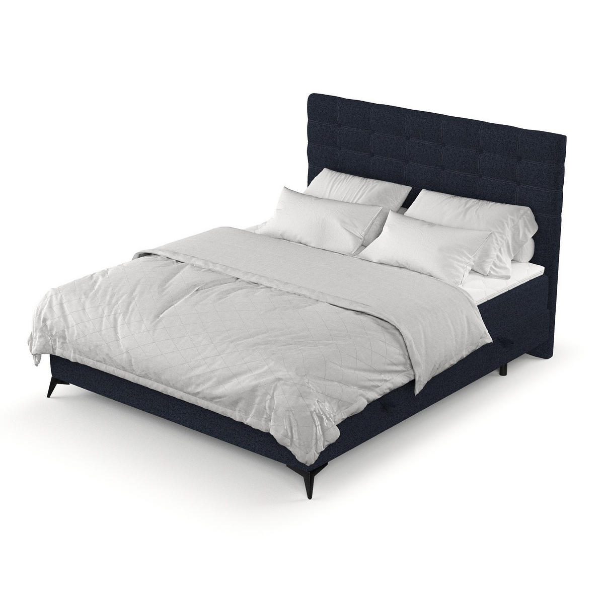 BOXBETT Niro 140/200 cm Marineblau im Riva Stoff - Schwarz/Dunkelblau, Holz/Holzwerkstoff (140/200cm) - AltaBeds
