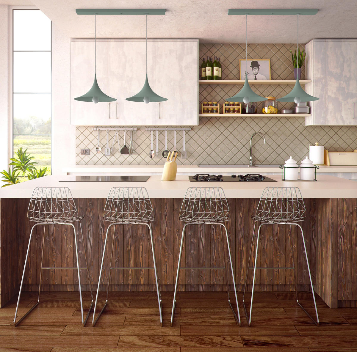 HÄNGELEUCHTE - Grün, Metall (33/70/16cm) - Lumicom