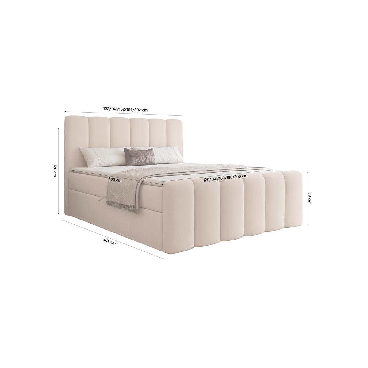 BOXBETT Perrone 120x200 cm, Hellrosa - Hellrosa, Textil (120/200cm) - Fedve