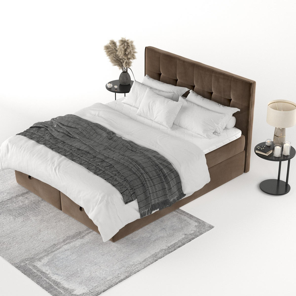 BOXBETT Tivra 160/200 cm Braun im Kronos Stoff - Schwarz/Braun, Holz/Holzwerkstoff (160/200cm) - AltaBeds