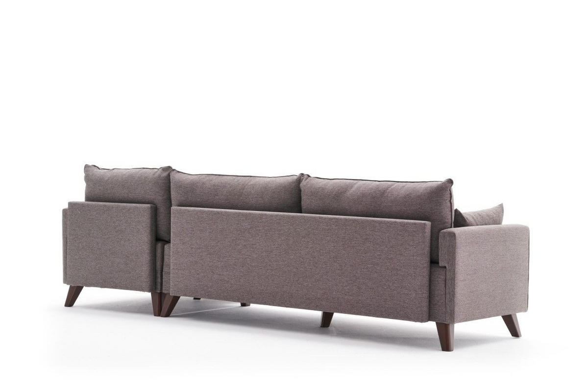 ECKSOFA mit losen Rückenkissen und Schlaffläche - Taupe/Rotbraun, Holz/Kunststoff (165/275cm) - myHomelando