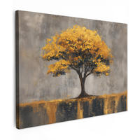 LEINWANDBILD Baum - Blätter - Gold - Abstrakt Wandbild 40x30 cm - Grau, Textil (40/30cm) - MuchoWow