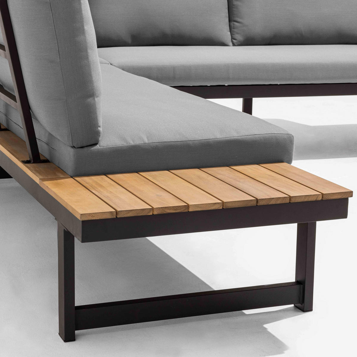 GARTEN-LOUNGEGARNITUR 6-Sitzer, Grau - Grau, Holz - Oviala