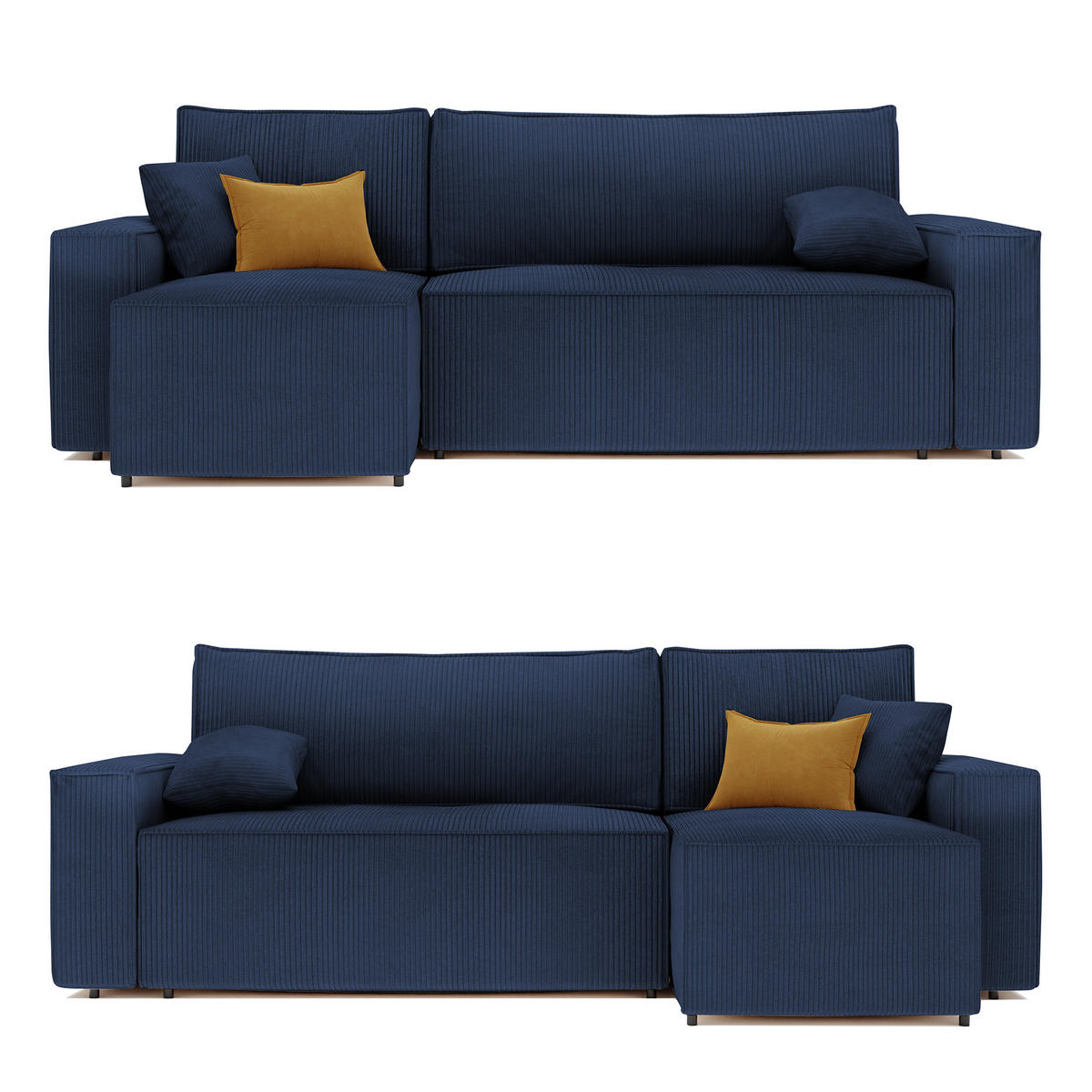 ECKSOFA Paris mit Schlaffunktion Cord - Blau, Textil (244/155cm) - Idohome