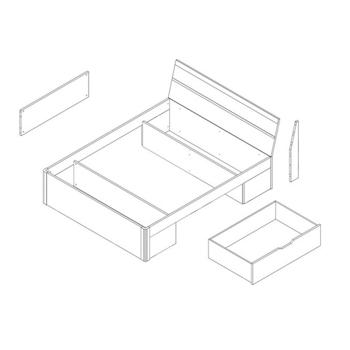 BETT Beta Eiche San Remo / Weiß 166 / 218 / 92cm - Braun/Weiß, Holz/Holzwerkstoff (166/92cm) - Feldmann-Wohnen