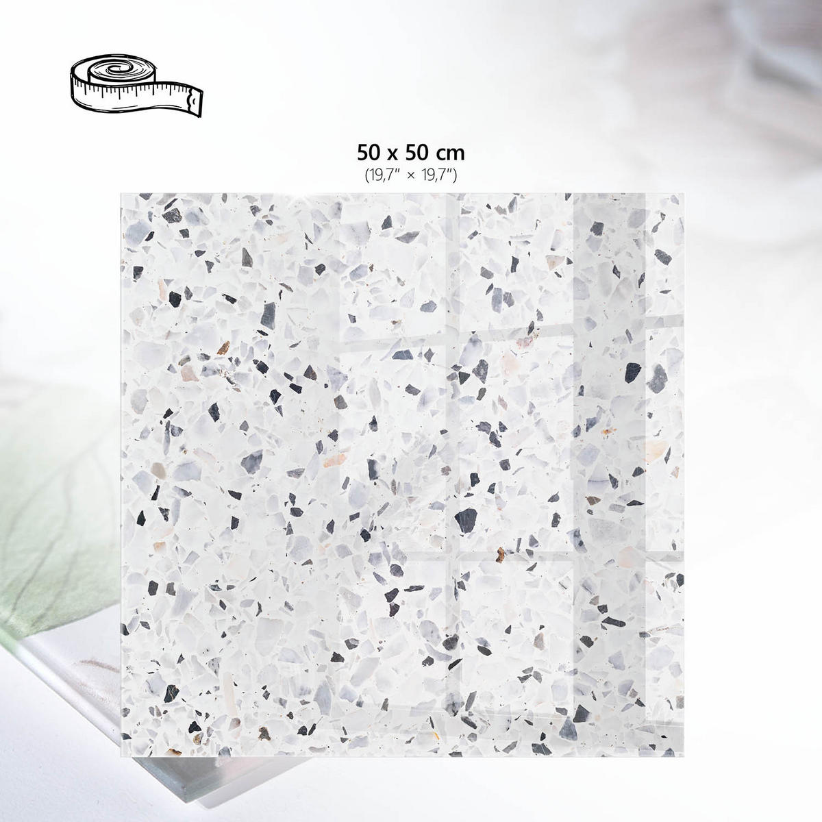 TISCHPLATTE 50x50 cm – Cremefarbenes Mosaik - Gelb, Glas (0.4/50/50cm) - Wallfluent